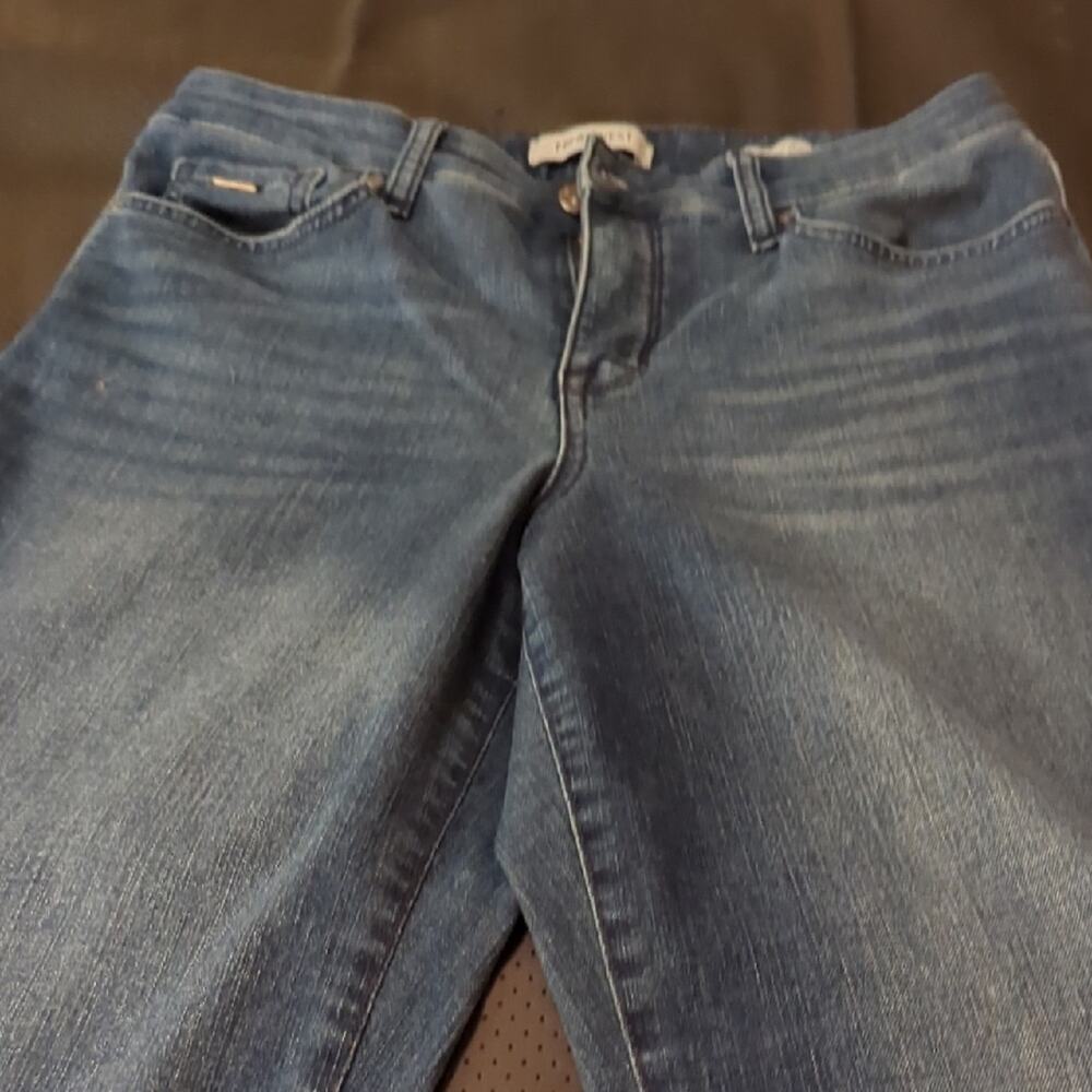 Nine West High Rise Straight Ankle Jeans‎ Blue Raw Hem Size 8 Medium Wash